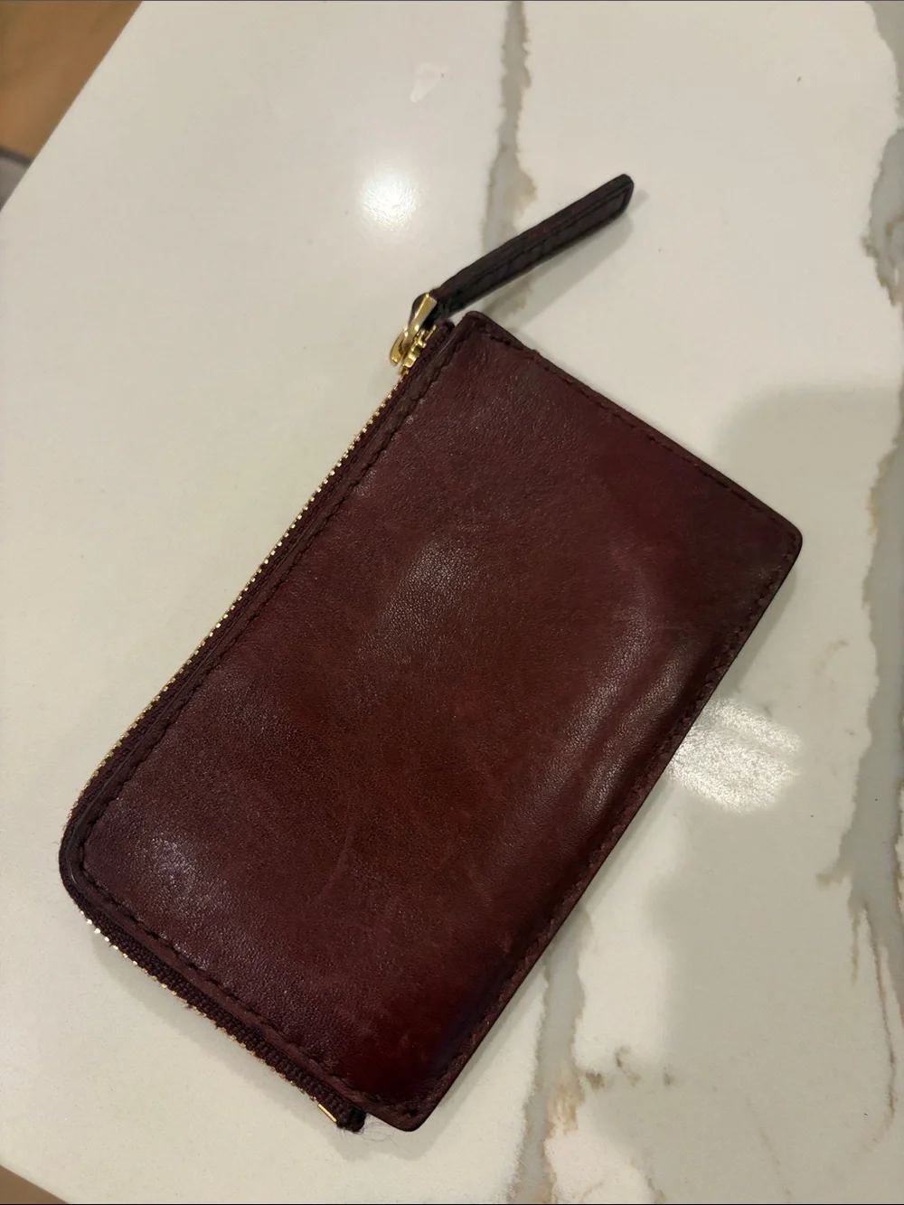 Madewell 100% Leather Zip Wallet in Burgundy